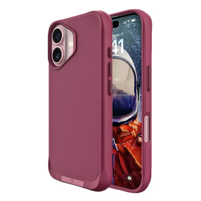 Bix iPhone 16 Plus Vortex MagSafe Kılıf Stand Özellikli 3X Korumalı Mikro Fiber İç Yüzey Kırmızı