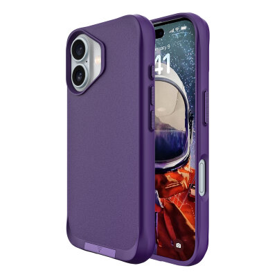 Bix iPhone 16 Plus Vortex MagSafe Kılıf Stand Özellikli 3X Korumalı Mikro Fiber İç Yüzey Koyu Mor 