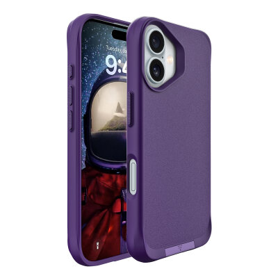 Bix iPhone 16 Plus Vortex MagSafe Kılıf Stand Özellikli 3X Korumalı Mikro Fiber İç Yüzey Koyu Mor - 2
