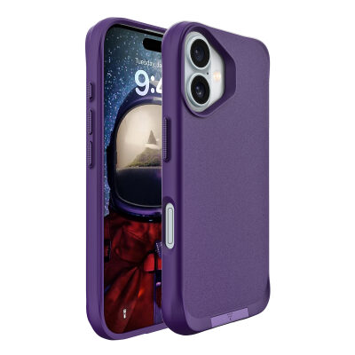 Bix iPhone 16 Plus Vortex MagSafe Kılıf Stand Özellikli 3X Korumalı Mikro Fiber İç Yüzey Koyu Mor - 2