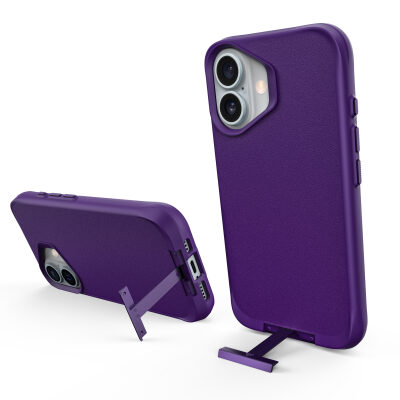 Bix iPhone 16 Plus Vortex MagSafe Kılıf Stand Özellikli 3X Korumalı Mikro Fiber İç Yüzey Koyu Mor - 3