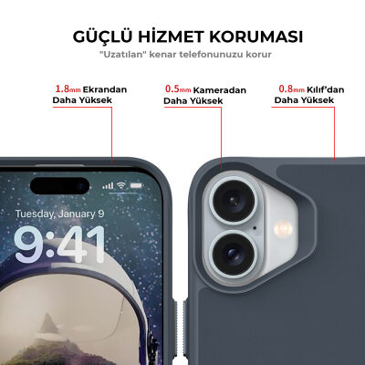 Bix iPhone 16 Plus Vortex MagSafe Kılıf Stand Özellikli 3X Korumalı Mikro Fiber İç Yüzey Lacivert - 11