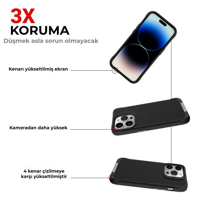 Bix iPhone 16 Plus Vortex MagSafe Kılıf Stand Özellikli 3X Korumalı Mikro Fiber İç Yüzey Siyah - 5