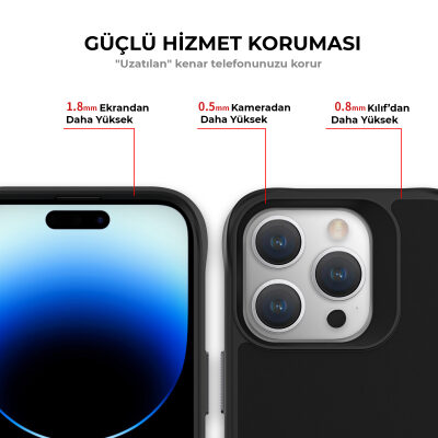 Bix iPhone 16 Plus Vortex MagSafe Kılıf Stand Özellikli 3X Korumalı Mikro Fiber İç Yüzey Siyah - 7