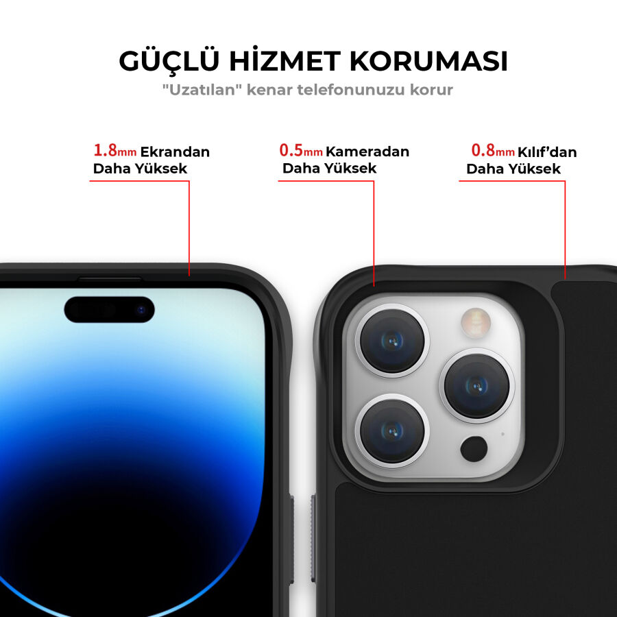 Bix iPhone 16 Plus Vortex MagSafe Kılıf Stand Özellikli 3X Korumalı Mikro Fiber İç Yüzey Siyah - 7
