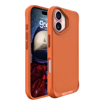 Bix iPhone 16 Plus Vortex MagSafe Kılıf Stand Özellikli 3X Korumalı Mikro Fiber İç Yüzey Turuncu - 2