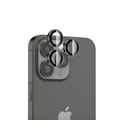 Bix iPhone 16 Pro / 16 Pro Max Lens Koruyucu Kamera Lensi 9H Gerçek Cam Crystal AR+AF Uzay Siyahı