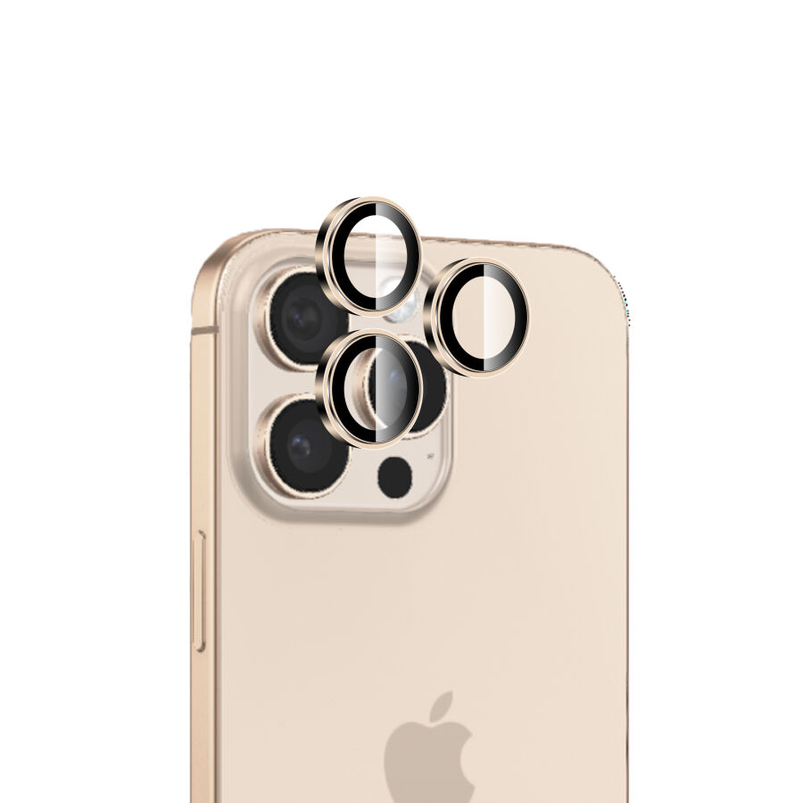 Bix iPhone 16 Pro / 16 Pro Max Lens Koruyucu Kamera Lensi 9H Gerçek Cam Crystal AR+AF Desert Titanyum - 1