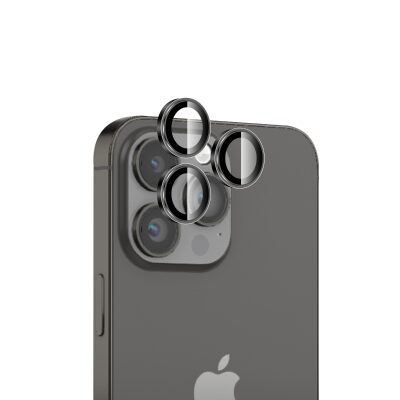 Bix iPhone 16 Pro / 16 Pro Max Lens Koruyucu Kamera Lensi 9H Gerçek Cam Crystal AR+AF Uzay Siyahı - 1