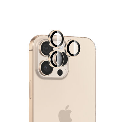 Bix iPhone 16 Pro / 16 Pro Max Safir Lens Koruyucu 3D Kamera Camı 9H Premium Lens Kapağı Desert Titanyum - 1