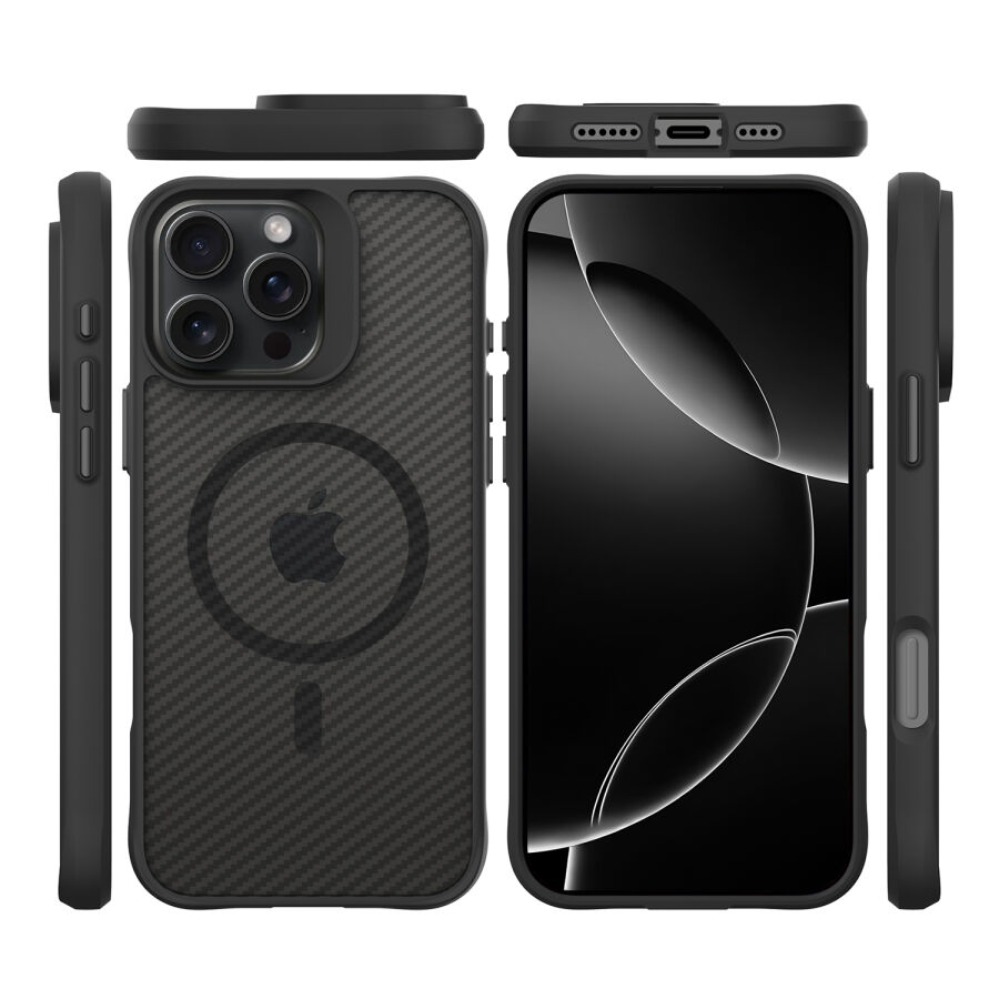 Bix iPhone 16 Pro Carbon Fiber Force MagSafe Kılıf Anti-Şok Teknolojili Kamera ve Ekran Korumalı - 1