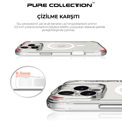 Bix iPhone 16 Pro MagSafe Uyumlu Transparan Şeffaf Kılıf Güçlü Manyetik Üstün Darbe Koruması - 11