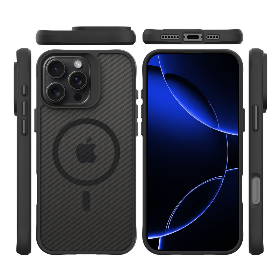 Bix iPhone 16 Pro Max Carbon Fiber Force MagSafe Kılıf Anti-Şok Teknolojili Kamera ve Ekran Korumalı - 1