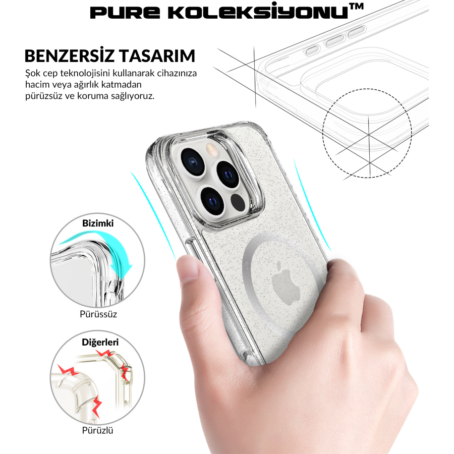 Bix iPhone 16 Pro Max MagSafe Simli Kılıf Shock Pocket Darbe Emici Teknolojili Çizilmeye Dayanıklı - 11