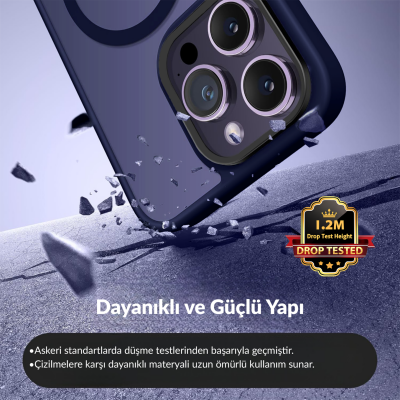 Bix iPhone 16 Pro Max MagSafe Uyumlu Kılıf Tam Koruma Manyetik Darbe Emici Mor - 2