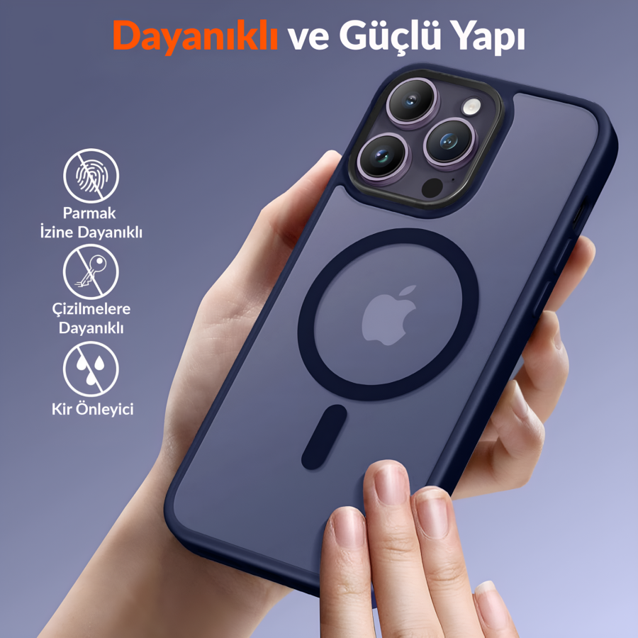 Bix iPhone 16 Pro Max MagSafe Uyumlu Kılıf Tam Koruma Manyetik Darbe Emici Mor - 3