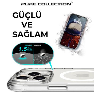 Bix iPhone 16 Pro Max MagSafe Uyumlu Transparan Şeffaf Kılıf Güçlü Manyetik Üstün Darbe Koruması - 8
