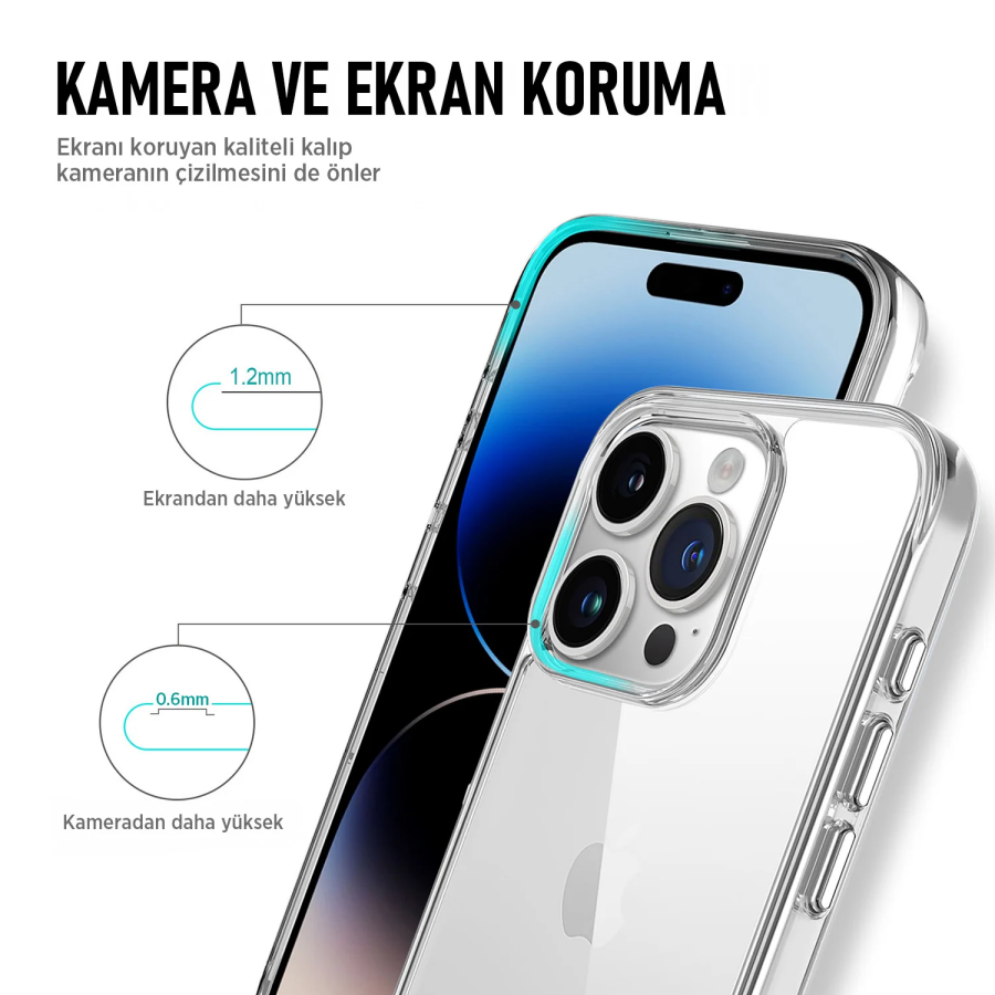 Bix iPhone 16 Pro Max Nebula Aqua Transparan Ultra Şeffaf Kılıf Çizilmeye Dayanıklı Tam Kapsamlı Koruma - 4