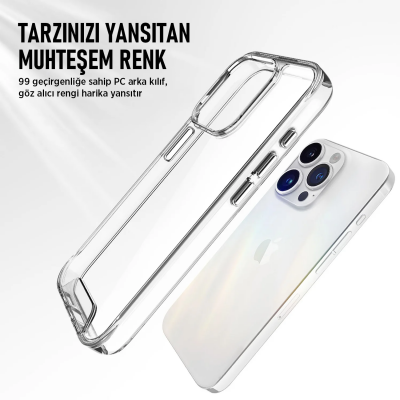 Bix iPhone 16 Pro Max Nebula Aqua Transparan Ultra Şeffaf Kılıf Çizilmeye Dayanıklı Tam Kapsamlı Koruma - 9
