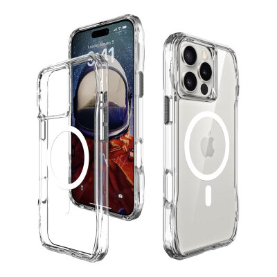 Bix iPhone 16 Pro Max Octagon Hava Yastıklı MagSafe Kılıf Maksimum Korumalı Antrasit Kristal Şeffaf  - 3