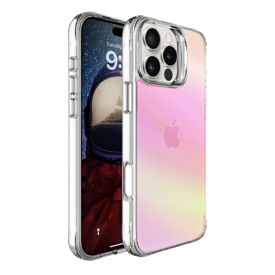 Bix iPhone 16 Pro Max Pure Rainbow Renk Geçişli Şeffaf Kılıf Çizilmeye Dayanıklı Darbe Emici Pembe - 2