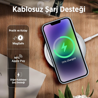 Bix iPhone 16 Pro Max Silikon Kılıf MagSafe Uyumlu Güçlü Koruma Darbe Emici Evren Mavisi - 5