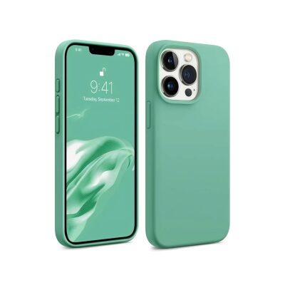 Bix iPhone 16 Pro Max Silikon Kılıf MagSafe Uyumlu Güçlü Koruma Darbe Emici Nane Yeşili 