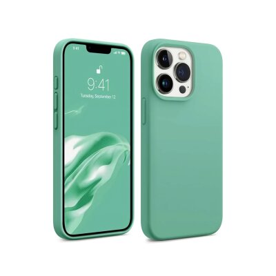 Bix iPhone 16 Pro Silikon Kılıf MagSafe Uyumlu Güçlü Koruma Darbe Emici Nane Yeşili 