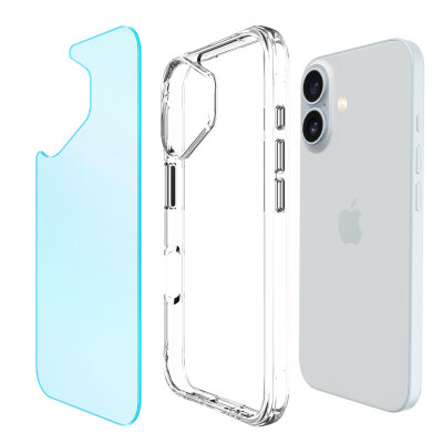 Bix iPhone 16 Pure Rainbow Renk Geçişli Şeffaf Kılıf Çizilmeye Dayanıklı Darbe Emici Mavi - 3