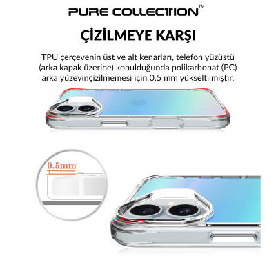 Bix iPhone 16 Pure Rainbow Renk Geçişli Şeffaf Kılıf Çizilmeye Dayanıklı Darbe Emici Mavi - 5