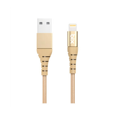 Bix iPhone İçin Ultra Güçlendirilmiş MFI Lightning Şarj Kablosu Altın - 1