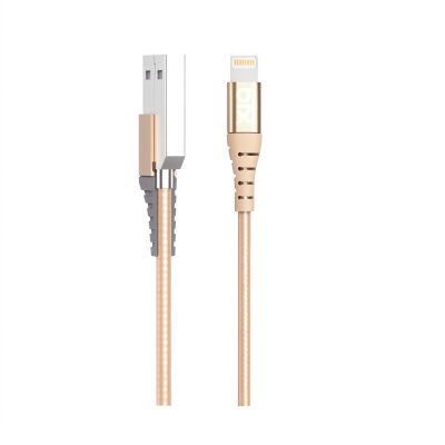 Bix iPhone İçin Ultra Güçlendirilmiş MFI Lightning Şarj Kablosu Altın - 5