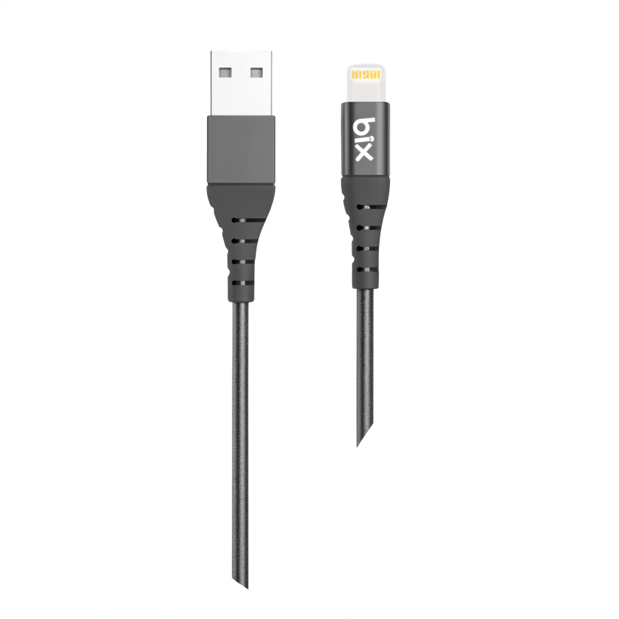 Bix iPhone İçin Ultra Güçlendirilmiş MFI Lightning Şarj Kablosu Siyah - 2