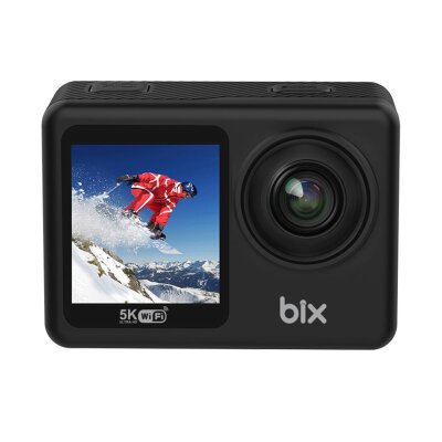 Bix Nexa Dual 5K 30FPS 50MP Wi-Fi Dokunmatik Ekran EIS Özellikli Su Geçirmez Aksiyon Kamerası Motosiklet Bisiklet Kask ve Vlog Kamerası