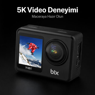 Bix Nexa Dual 5K 30FPS 50MP Wi-Fi Dokunmatik Ekran EIS Özellikli Su Geçirmez Aksiyon Kamerası Motosiklet Bisiklet Kask ve Vlog Kamerası - 2