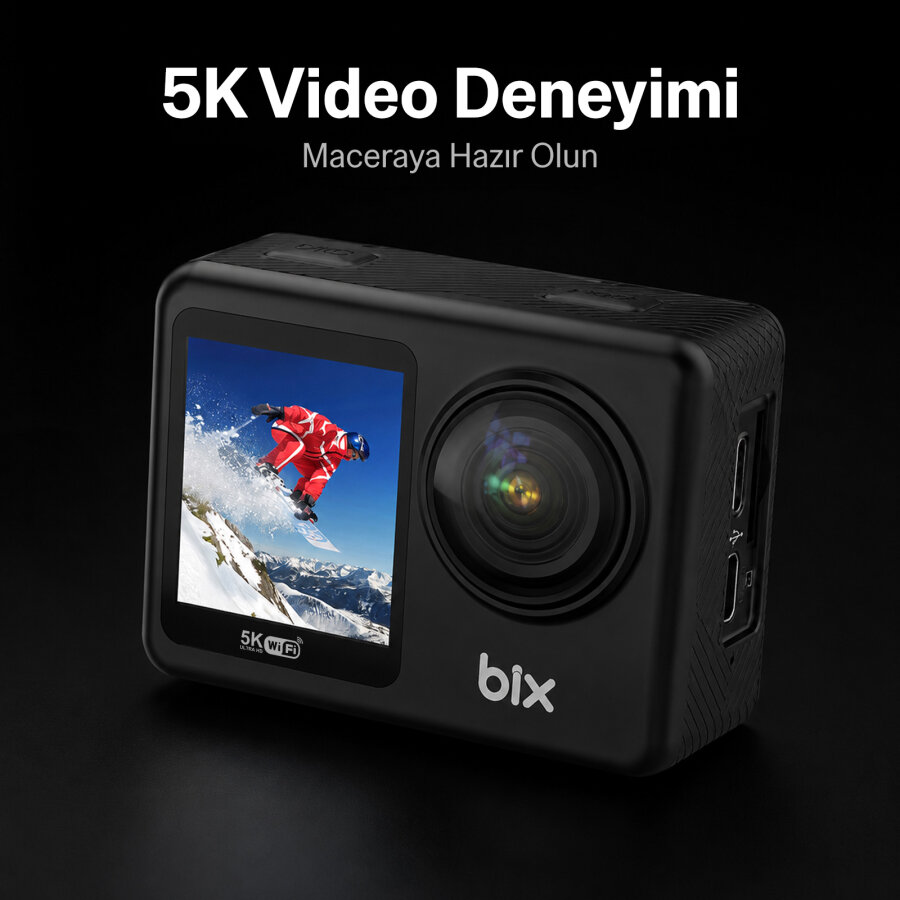 Bix Nexa Dual 5K 30FPS 50MP Wi-Fi Dokunmatik Ekran EIS Özellikli Su Geçirmez Aksiyon Kamerası Motosiklet Bisiklet Kask ve Vlog Kamerası - 2