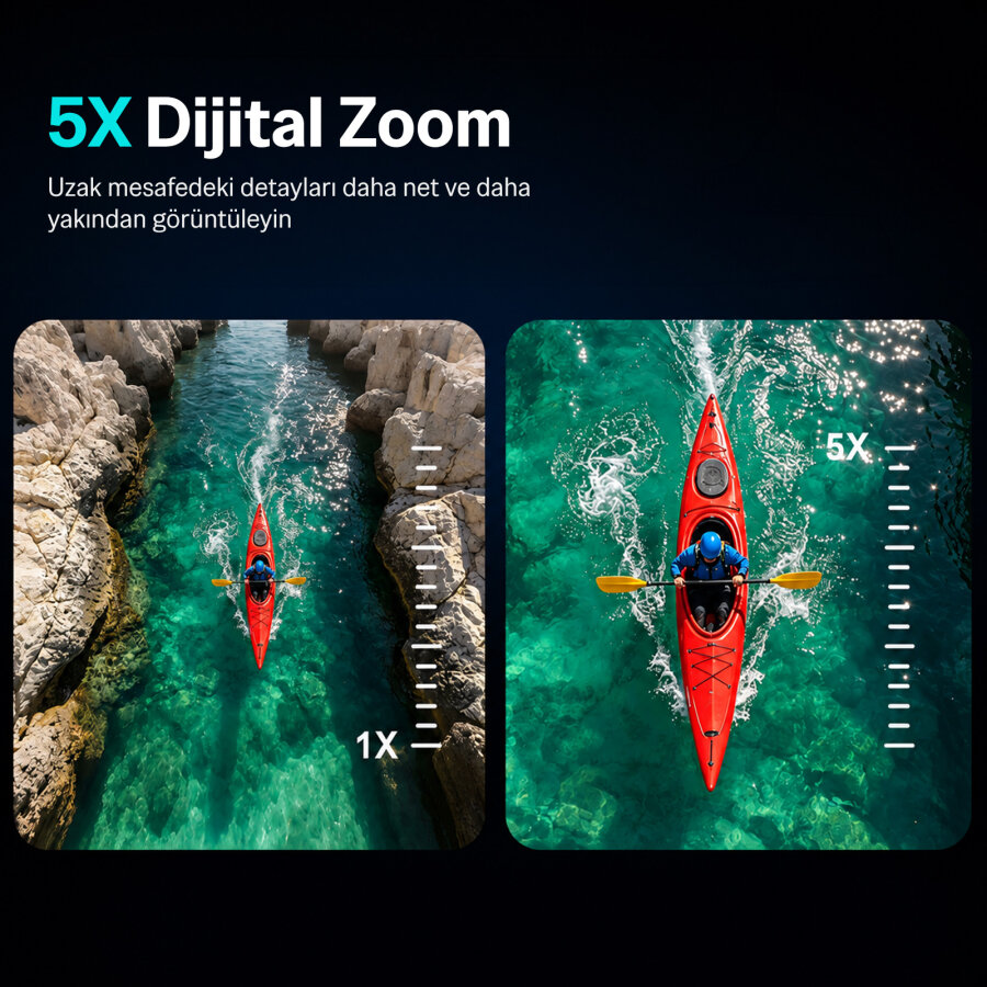 Bix Nexa Dual 5K 30FPS 50MP Wi-Fi Dokunmatik Ekran EIS Özellikli Su Geçirmez Aksiyon Kamerası Motosiklet Bisiklet Kask ve Vlog Kamerası - 4