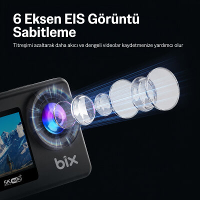 Bix Nexa Dual 5K 30FPS 50MP Wi-Fi Dokunmatik Ekran EIS Özellikli Su Geçirmez Aksiyon Kamerası Motosiklet Bisiklet Kask ve Vlog Kamerası - 8