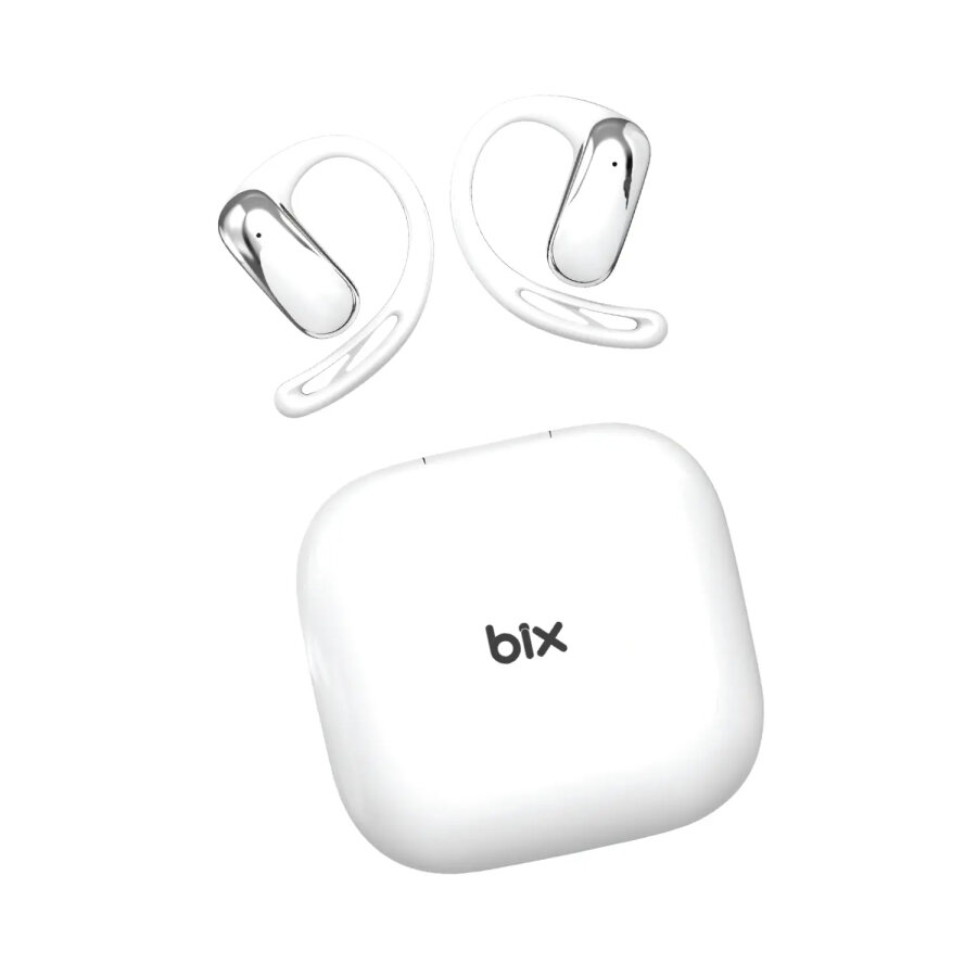 Bix OWS2 Bluetooth 5.4 Stereo Sesli IPX4 Sertifikalı Spor Koşu Fitness Ergonomik Kulak Kancalı Kablosuz Kulaklık Beyaz - 2