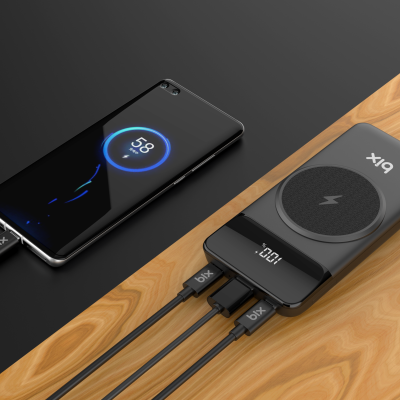 Bix PB102 10000 mAh USB PD QC 4.0 Kablosuz Şarj Powerbank Siyah - 4