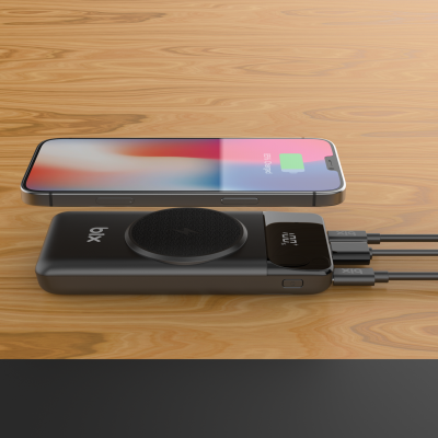 Bix PB102 10000 mAh USB PD QC 4.0 Kablosuz Şarj Powerbank Siyah - 6