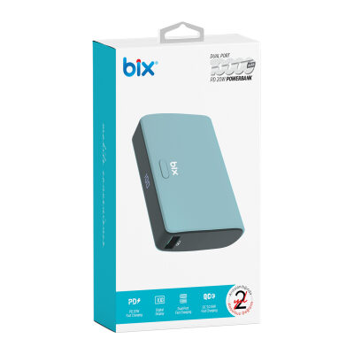 Bix PB106 10000mAh PD20W Type-C USB-A SCP 22.5W Çift Çıkışlı LED Göstergeli Cep Boy Mini Powerbank Yeşil - 4