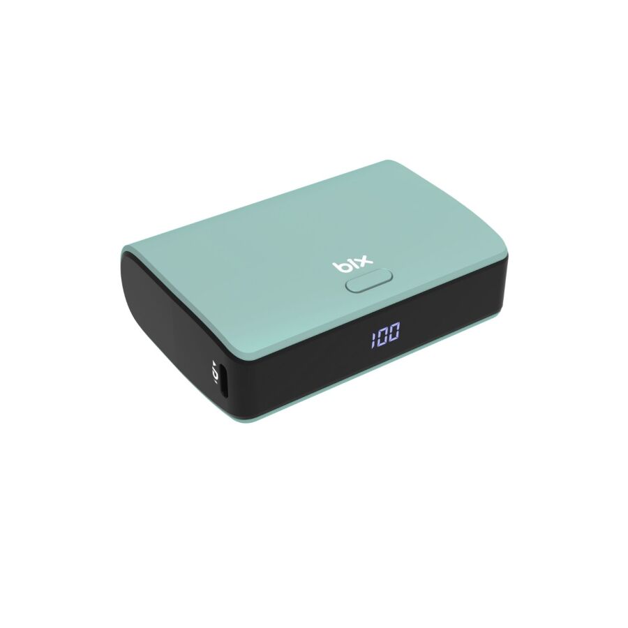 Bix PB106 10000mAh PD20W Type-C USB-A SCP 22.5W Çift Çıkışlı LED Göstergeli Cep Boy Mini Powerbank Yeşil - 1