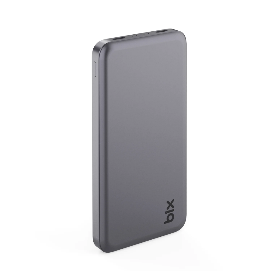 Bix PB113 10000mAh PD 20W Çift USB-C Portlu Hızlı Şarj Destekli Dayanıklı Metal Powerbank Koyu Gri - 1