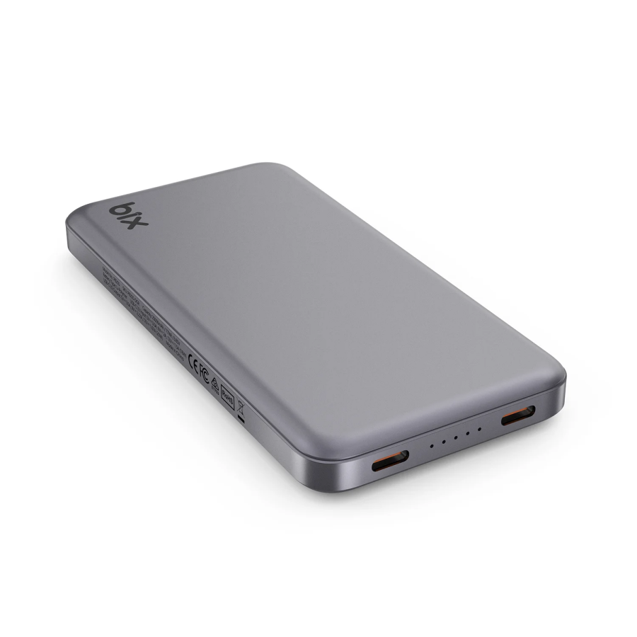 Bix PB113 10000mAh PD 20W Çift USB-C Portlu Hızlı Şarj Destekli Dayanıklı Metal Powerbank Koyu Gri - 2