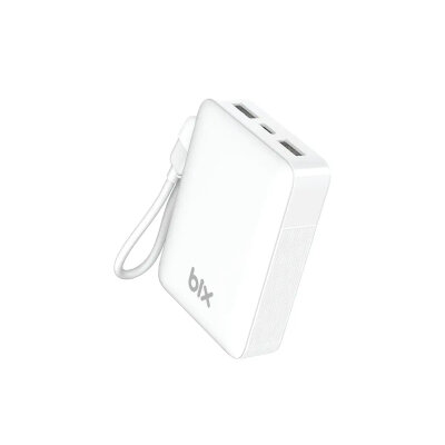 Bix PB116 10000mAh PD20W Hızlı Şarj Dahili Type-C Kablolu Mini Powerbank LED Ekranlı Type-C & USB-A Beyaz - 2