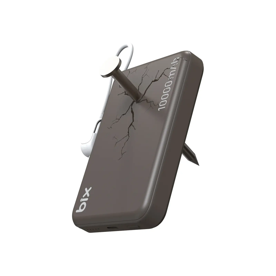 Bix PB121 25W Qi2.2 Kablosuz Magsafe PD 3.0 10000mAh Semi-Solid Bataryalı Hızlı Şarj USB-C Kablolu Powerbank Kahverengi - 1