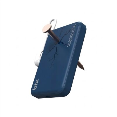 Bix PB121 25W Qi2.2 Kablosuz Magsafe PD 3.0 10000mAh Semi-Solid Bataryalı Hızlı Şarj USB-C Kablolu Powerbank Koyu Mavi