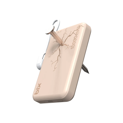 Bix PB121 25W Qi2.2 Kablosuz Magsafe PD 3.0 10000mAh Semi-Solid Bataryalı Hızlı Şarj USB-C Kablolu Powerbank Süt Beyazı