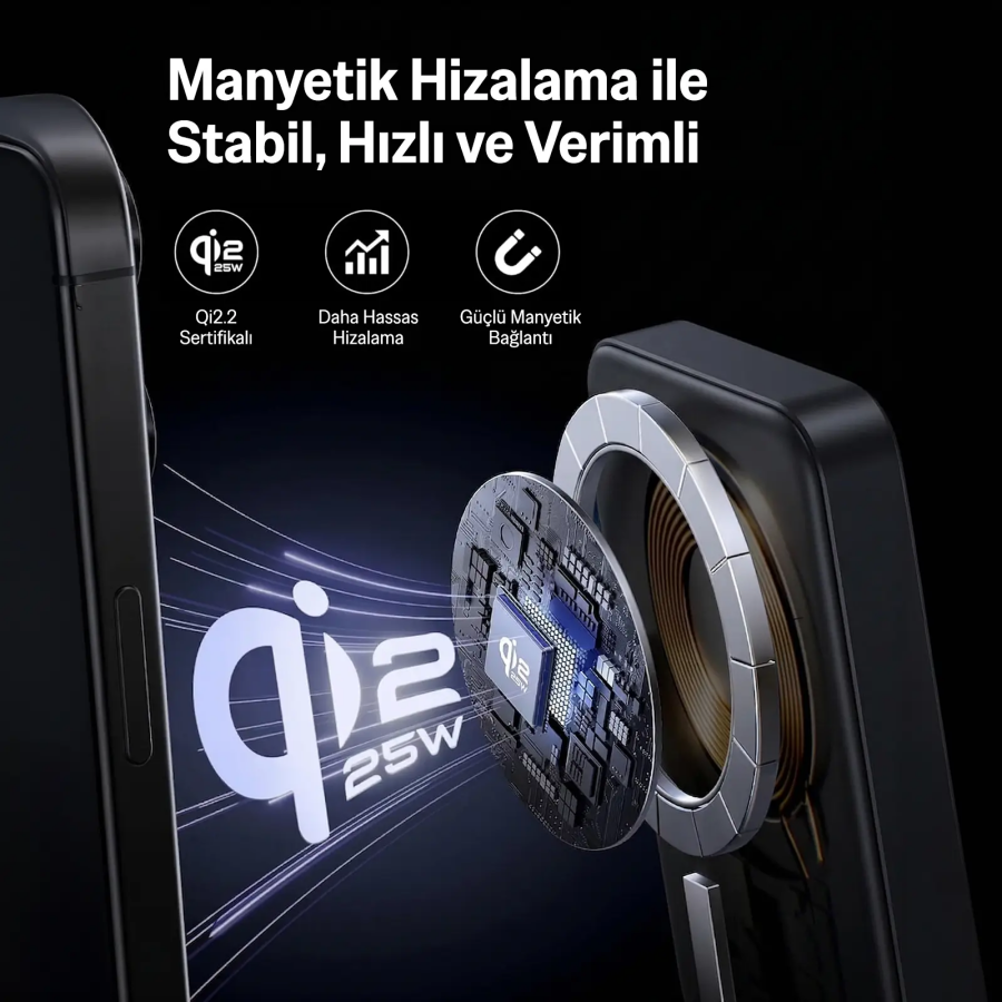 Bix PB121 25W Qi2.2 Kablosuz Magsafe PD 3.0 10000mAh Semi-Solid Bataryalı Hızlı Şarj USB-C Kablolu Powerbank Süt Beyazı - 7